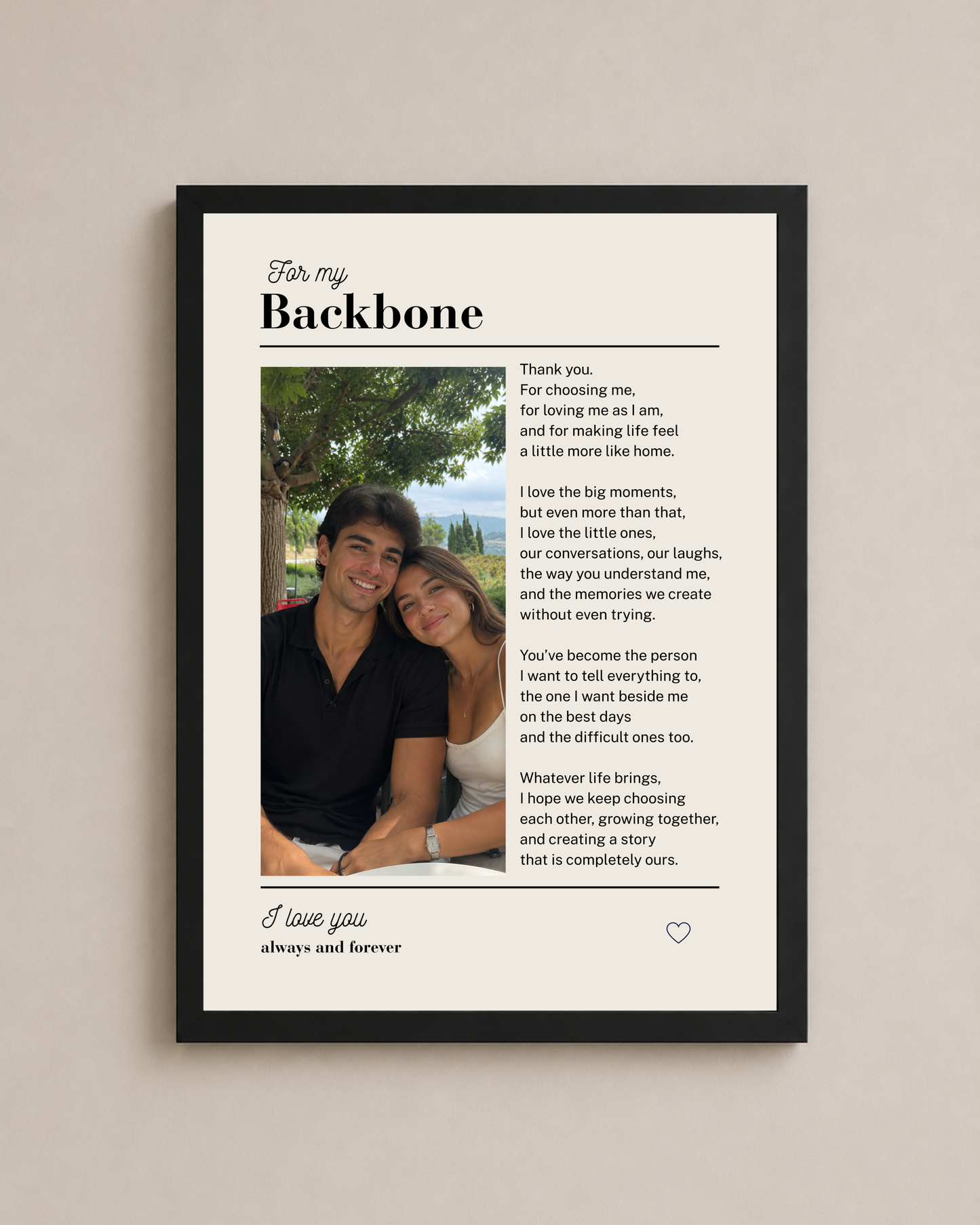 Custom Partner Poem Frame
